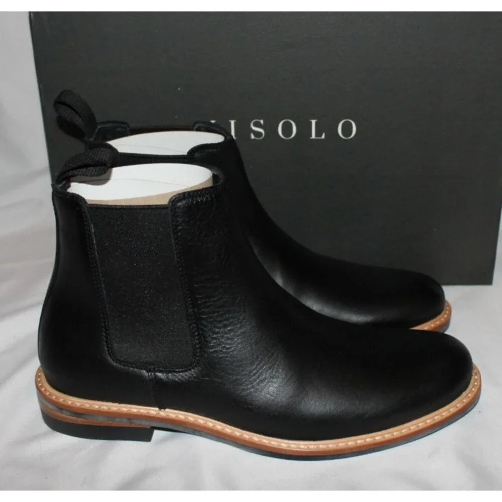 Nisolo Men's BLACK‎ Marco Everyday Chelsea Leather Boots $268 NIB Sz 9